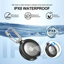 升级防水 Airtags 支架，带 Apple Airtags 钥匙扣，硬质 PC Air Tag 外壳，防刮防震 AirTag 支架，男女钥匙扣和钥匙链，狗套、车钥匙套、行李箱套 - 黑色 - 查看 4