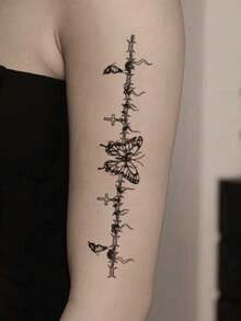 4pcs Dark Style Thorn Butterfly Temporary Tattoo Stickers, Waterproof Body Wrist Tattoos