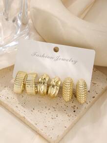 18/6 pièces Set de boucles d'oreilles femmes personnalisées CCB, set de boucles d'oreilles à tige géométriques texturées minimalistes, convient pour la vie quotidienne, les festivals de musique, les rendez-vous, cadeau de vacances exquis