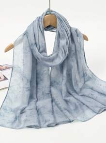 1 pièce Hijab imprimé, foulard léger et minimaliste élégant pour femmes, convient pour le port quotidien et la prière (abaya), toutes saisons
