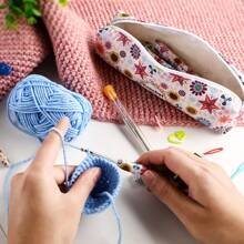 Looen Floral Crochet Hook Case - Lightweight Zippered Storage Organizer For Knitting Needles & Accessories, Perfect For Christmas/New Year Gifts, Sewing Storage