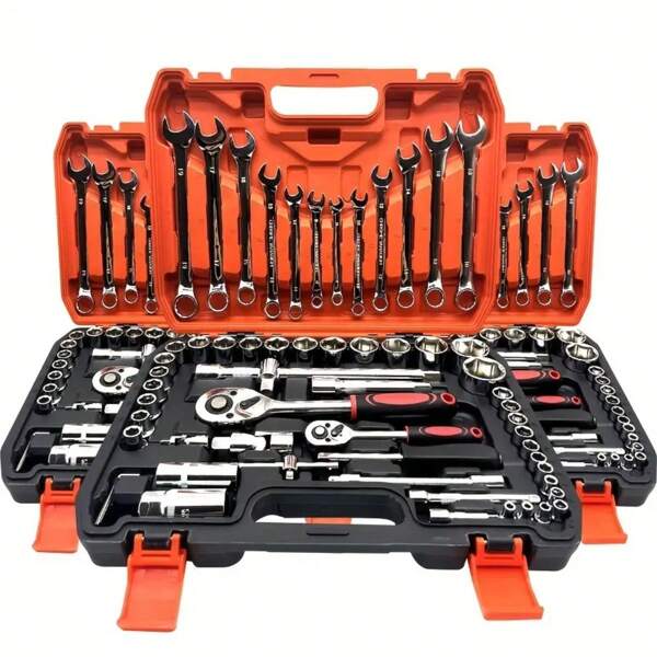 46pcs Ultimate Car Mechanics Tool Kit - Premium Ratchet Torque Wrench & Screwdriver Set - Highly Portable, All-In-One Solution For Car, Bicycle, Motorcycle Repair