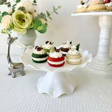 Soporte decorativo de plástico para magdalenas de una pieza, expositor de pasteles: soporte para postres, soportes de Pedestal para galletas, bandejas de plástico para plato de postres VFCO - RETRO ARENA BLANCA - Ver 6