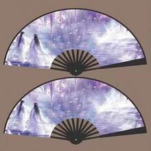 1pc Vintage Style Portable Dance Craft Fan, 8 Inch Size, Plastic Material, Designed For Men And Women's Hanfu Dance, Fabric Material, Exquisite Handheld Accessory Suitable For Daily Use And Special Occasions - Great Mother's Day Gift And Spring/Summer Party Choice - Multicolor - View 13