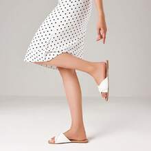 Slides Sandals Women Basic Slip On Flat Sandals Open Toe Comfort Beach Sandals Slippers Casual Dressy Summer - White - View 6