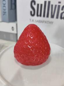 1pc Red Strawberry Squeezy Stress Ball, Soft Silicone-Like Texture, High-Quality Handmade Anti-Stress DIY Squeeze Toy