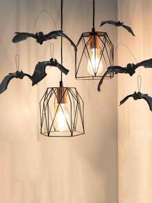 5pcs 3D Soft Plastic Realistic Bat Models, Halloween Pranks Scary Animal Hanging Decor, Rubber Bat Ornaments For Horror Decoration