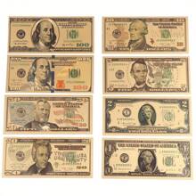 Creative PVC Dollar Gold Foil Crafts Collection Decoration Gift 1 Piece Props Commemorative Banknote 1 Piece Handmade, Creative Interlocking Toys, Toys For Adults And Teenagers, Needlework, Blue Blind Box Classroom Kpop Stickers