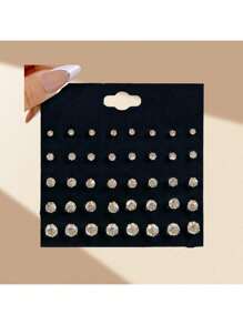 20 Pairs New Mini Faux Rhinestone Stud Earrings Set, Versatile & Fashionable For Everyday Wear