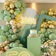 123pcs Sage Green Gold Ivory Latex Balloons Perfect Decoration For Birthday Decor Wedding Decor, Bridal Shower Gift, Babe Shower Decor, Party Holiday Room Decor Wall Photography Background Decor, Decorative Balloon Arch Kit - Bean Green Gold - View 9