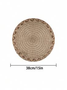 1/4 Stücke Jute + Polyester 15-Zoll Runder Platzdeckchen, rustikales minimalistisches Design, wärmeisolierend rutschfeste dekorative Tischdecke, geeignet für Feiertage und Partys