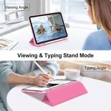 QYFintie Slim Case For IPad A16 11th Generation 11 Inch (2025) IPad 10th Generation 10.9 Inch (2022) Glittering Sparkly Shockproof Cover With Shiny Clear Back Shell Pencil Holder Pink6196