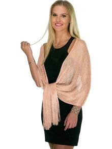 Metallic Glitter Shawl Wrap For Evening Dresses And Weddings - الخوخ الوردي الباهت - مشاهدة 3
