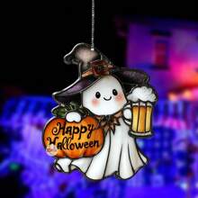 1 Stück Geisterfänger - Bunte Acryl Fenster Hängendekoration, süße Geist und Pflanze Dekoration, Gothic Sonnenfänger, seltsame Heimdekoration, Halloween Fenster Dekoration, Geisterhaus Ästhetik, geeignet für Zuhause, Schlafzimmer, Wohnzimmer, Wanddekoration (Schutzfolie vor Gebrauch abziehen, aus Acryl gefertigt)