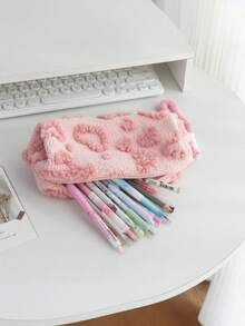 New Heart-Shaped Pencil Case & Storage Pouch: Adorable 3D Heart Design + Soft Pastel Color Tones! Large Capacity Multi-Layer Storage, Easily Organize Stationery And Coins. Must-Have Sweet And Cute Item For Students - Perfect For Back To School And Carrying Out, Can Store School Supplies, Pencil Case, Backpack, Etc.,Bag - Multicolor - View 4