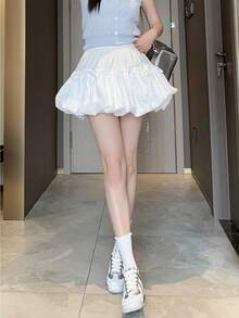 [Korean Fashion, Fall/Winter Clothing] Women's Fall Bottoms: Ribbon Mini Skirt, Pleated Scarf Skirt, Mini, Comfortable Silhouette, Office Casual Dress, Commuting/Everyday Series. Available In Sizes S-XXL, There's A Size To Fit Any Height. Order Now And Receive Free Shipping. - 白色 - 查看 7