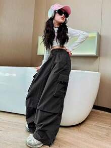 Teen Girls Pants - 黑色 - 查看 2