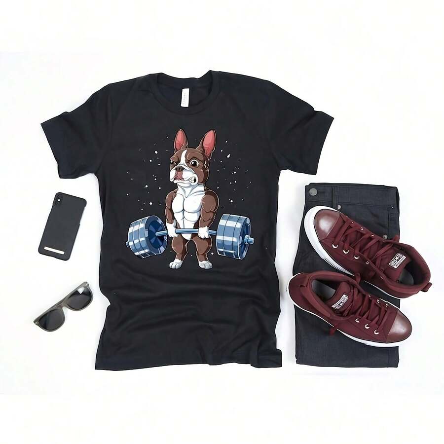 Boston Terrier Brown Weightlifting Shirt  Boston Terrier Shirt  Gym Shirt  Workou Fitness Shirt  Deadlif Tank Top220G High-Density Pure Cotton T-Shirt - Ft And Gentle, I For Daily Wear, Gym Sessions, Vacation, And A Perfect Birthday Or Day Surprise   Tops For Wo Vintage Clothes Wo Clothes Wo Vintage Wo Tops Mujer Cute Tops Wo Cotton Wo Clog Halloween Camisas Summer Clothes Wo Casual Punk Western Tops Wo Fourth Of July Outfit Kpop Cowboy Outfits For Wo Ry Ropa 100% Cotton Y2k Ing Cute Gothic Wo Clothes Black And White Top Vintage Tops Cloth For Wo White Goth Inawly Retro Clothes For Wo Korean Fashion Wo Camisas Para Mujer - Black - View 1