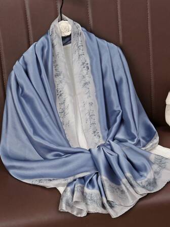 1 件女士时尚纯色围巾，优雅轻盈的涤纶披肩，非常适合户外和海滩活动