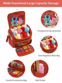 1 Stück einfarbiger gestrickter Aufbewahrungsbeutel, moderner Polyester Haushaltsorganizer Beutel mit großer Kapazität, tragbare Outdoor Reise Handtasche, Aufbewahrung für Nähzubehör, geeignet für Näh- und Strick Hobbys und Anfänger