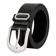 1pc Plus Size Women PU Leather Belt Decor Swing Dress, Sweet Design For Daily Wear Summer, School