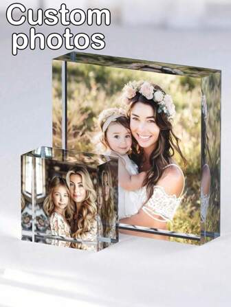 3D akryl anpassad fotogåva, anpassat UV-fototryck blockkvadratiskt, presenter till familj och vänner present med ditt eget foto, bröllopspresent, juldekorationer, rumsdekor, höstdekor, heminredning, höstdekorationer för hemmet, juldekoration hem, bröllop, jul, julklappstillbehör