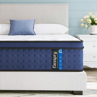  Resspry Mattress, 12Inch Hybrid Mattress For Pressure Relief, Breathable Foam With Individually Pocket Spring, Navyx Collection