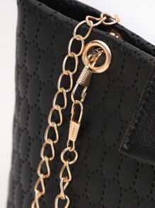 Bolso de hombro/cruzado de mujer con cadena de metal con relieve en forma de corazón de moda