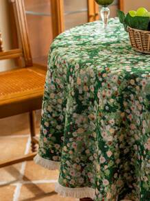 1 Pc Vintage Green Floral Decor, Countryside American Style, Suitable For Cafe, Photography, Home Kitchen Gatherings, Dessert And Afternoon Tea
