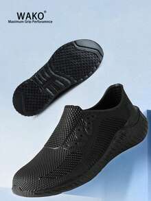 1 Pair Wako Slip Resistant Food Service Working Shoes Slip On For Men And Women, Anti Skid Restaurant Chef Shoes Clogs Non-Slip Cook Kitchen Work Shoes Black Color Lightweight Waterproof Oil Resistant Hospital Doctor Nurse Surgical Shoes 9061 - Black - View 6