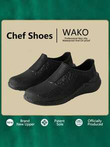 1 Pair Wako Slip Resistant Food Service Working Shoes Slip On For Men And Women, Anti Skid Restaurant Chef Shoes Clogs Non-Slip Cook Kitchen Work Shoes Black Color Lightweight Waterproof Oil Resistant Hospital Doctor Nurse Surgical Shoes 9061 - Black - View 7