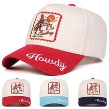 1pc Women's Cowboy "Howdy" Trucker Hat, Personalized Letter & Embroidered Cowboy Rider Design, Street Fashion Five-Panel Baseball Cap, Outdoor Sun Protection Casual Hat For Spring/Autumn Travel, Beach - Multicolor - View 8