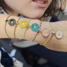 1 Pc Bohemian Woven Daisy Bracelets For Beach & Graduation Trips – Perfect For Gifting, Daily Wear, Bringing Luck & Good Wishes, Ideal For Beach Vacations & Graduation Parties