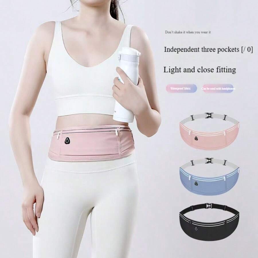 1pc Ultra-Thin Outdoor Running Waist Bag, For Men/Women, Zippered Waterproof Running Fanny Pack With Reflective Strip And Separate Storage Pouch, Suitable For All Seasons