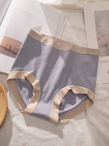 6 pièces Pack Sous-vêtements Taille Haute unicolore et Sans Couture Confortables dans des Couleurs Assorties pour Adolescentes