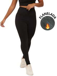 Black/Blue Flannel Leggings - Comfort And Style - Black - View 1