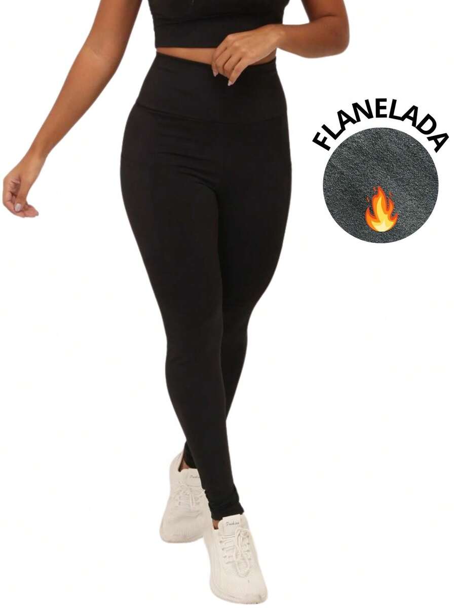 Black/Blue Flannel Leggings - Comfort And Style - Black - View 1