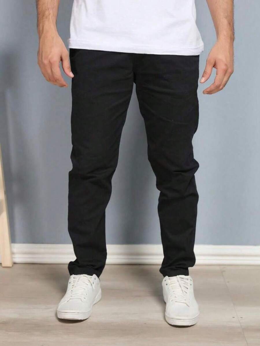 Men's Slim Fit Casual Sport Twill Pants With Built-In Pocket Knife Pocket With Lycra High Durability And Comfort - màu đen - Xem 1