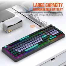 Xuan Yin Hu K98 kabellose Tastatur, UV bedruckter transparenter Tastaturdeckel, Dreifach-Modus Bluetooth kabellos, RGB Licht Farbverlauf Band, Lautstärkeregler Drehknopf, Gaming und Büro Tablet