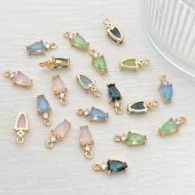 1pc/2pcs/4pcs Cute Macaron Color Heart Shaped Copper Alloy Zirconia Crystal Water Drop Pendant For DIY Jewelry Making, Bracelet, Earrings, Necklace Accessories