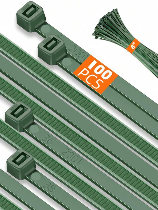 1 Packung mit 100 Stücke, 4 Zoll 3mm Nylon Gartenkabelbinder, selbstverriegelnd, Verdrehkabelbinder, Mehrzweck-Kabelbinder für Innen- und Außengärten