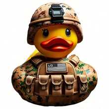 Armed Duck,Memorial Duck,Military Duck Resin Figurine,Uniform Armed Forces Resin Duck,Unique Military Rubber Duck Desktop Ornament Day Gifts,Hand-Painted Duck Toy - D - 查看 1