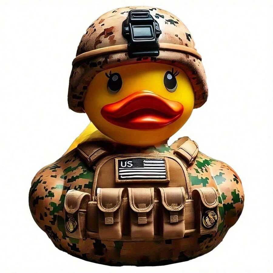 Armed Duck,Memorial Duck,Military Duck Resin Figurine,Uniform Armed Forces Resin Duck,Unique Military Rubber Duck Desktop Ornament Day Gifts,Hand-Painted Duck Toy - D - 查看 1