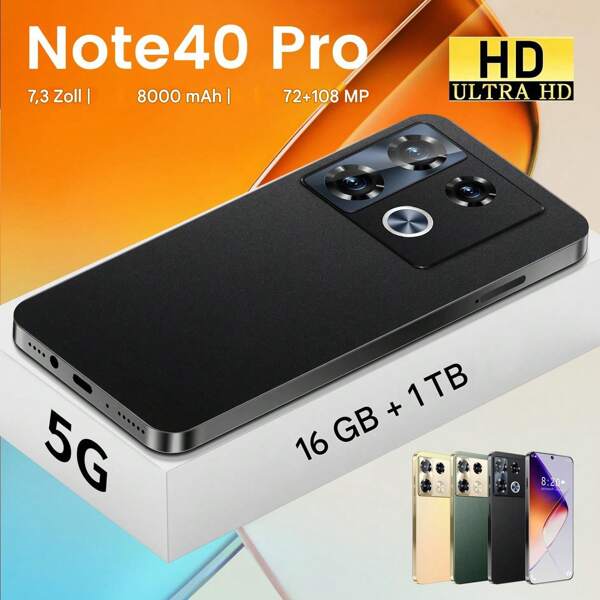 Le smartphone phare Note40 Pro est enfin disponible ! Son écran de 7,3 pouces affiche des images nettes et magnifiques. Sa batterie haute capacité de 8 000 mAh assure une longue durée de vie. La mémoire de 16 Go + 1 To permet un stockage important. L'appareil photo haute résolution de 72 MP + 108 MP capture chaque détail avec clarté et netteté. Son design élégant et ses différentes options de couleurs répondent à tous vos besoins. Du quotidien à la photographie professionnelle, il s'adapte à toutes les situations et ouvre de nouveaux horizons en matière d'expériences mobiles.