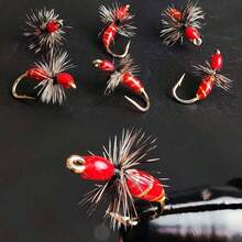 4-8pcs #10 Griffith Ant Trout Flies Fly Bass Pike Salmon Steel Head Trout Fishing Ant Dry Fly Material Artificial Feather&Rayon