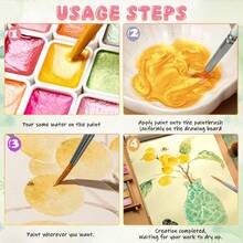 20 色水彩颜料套装 - 鲜艳的珠光效果，带透明盖的便携式盒子，易于艺术家混合，包括遮蔽液和调色板，非常适合生日和节日礼物，艺术绘画套装|鲜艳的调色板|珠光效果，水彩画用品，返校，学校用品