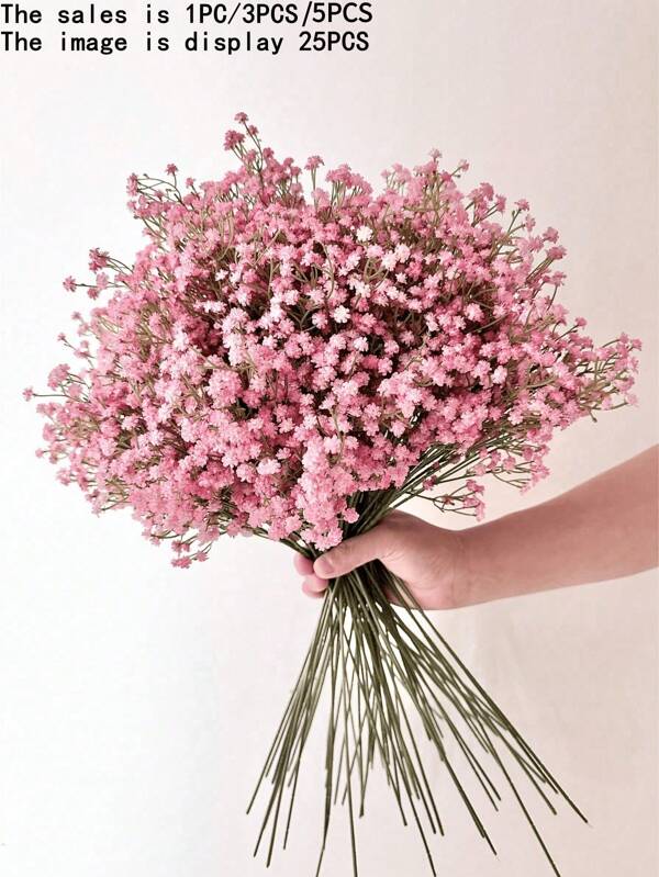 3pcs/5pcs Pink Gypsophila Artificial Flowers, Including Multi-Branch Plastic Fake Baby's Breath Bulk Bouquet, Suitable For Home Decor, Table Decoration, Vase Arrangements, DIY Floral Decorations For Weddings And Festivals,Room Decor