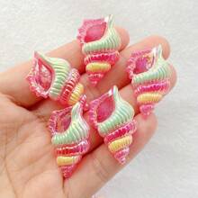 6/12/18pcs Resin Ocean Series Shiny Cartoon Rainbow-Colored Shell, Starfish Statue, Holiday Theme Scrapbooking DIY Decorations, Home Decor, For Valentine's Day, Christmas, Graduation, Easter, Indoor Use, Various Room Types - Random Mix