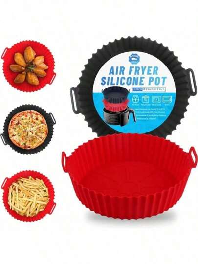KIT 4 Forma De Silicone Para Air Fryer Forno Microondas Fritadeira Assadeira – Reutilizável Antiaderente Flexível