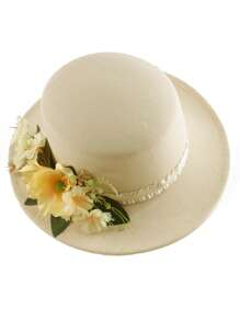 1pc Women's Fashion Wide Brim Hat Lake Blue Multicolor Floral Green Leaf Embroidery Elegant Sun Hat High Quality Straw Hat Wedding Holiday Mother's Day Gift Beach Sun Protection Straw Hat